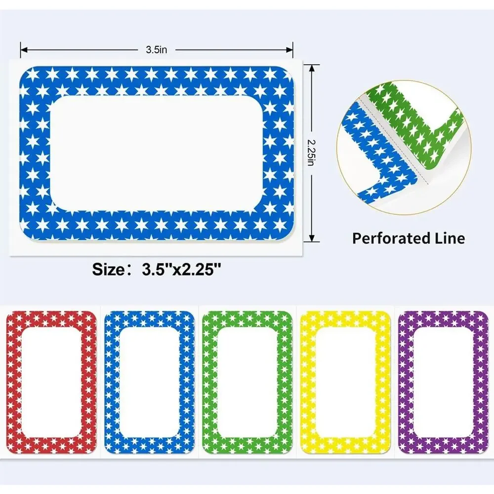 5 Colors Name Tags Stickers 1000 Labels Star Style for Office, Meeting, School..